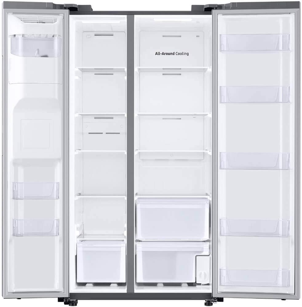 The empty interior of a Samsung refrigerator