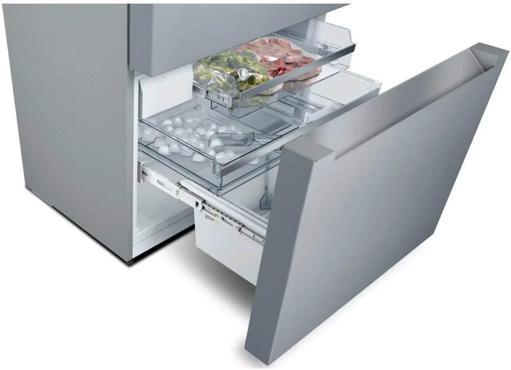 A lower partially opened refrigerator of bosch refrigerators