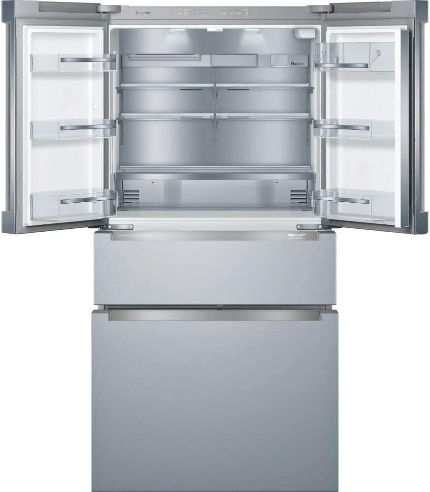 A refrigerator with the upper part open bosch refrigerators