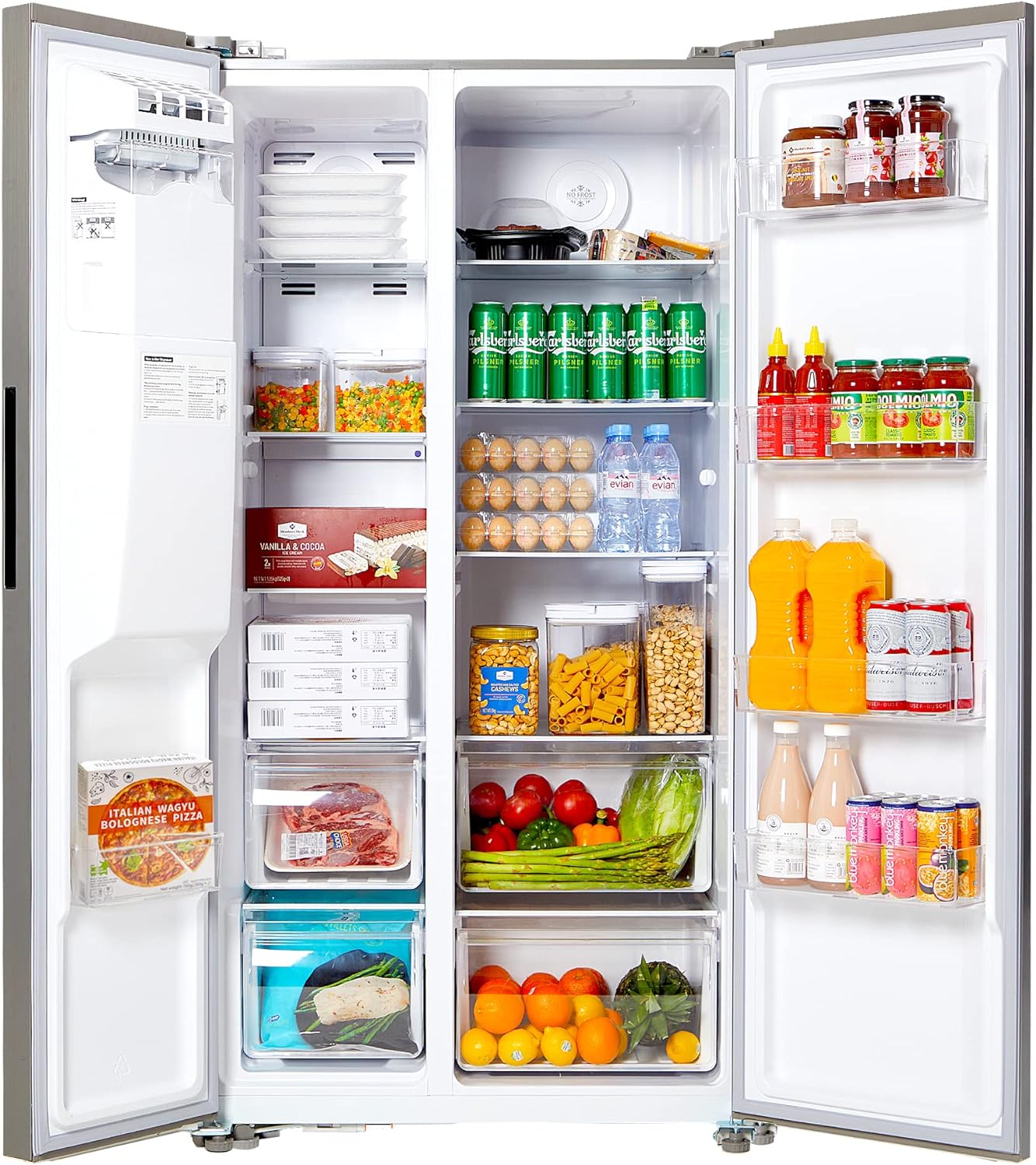 Interior of a double-door refrigerator