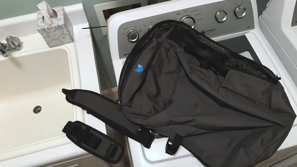 backpacks in the washing machine