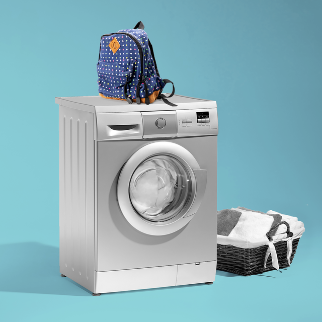 backpacks in the washing machine