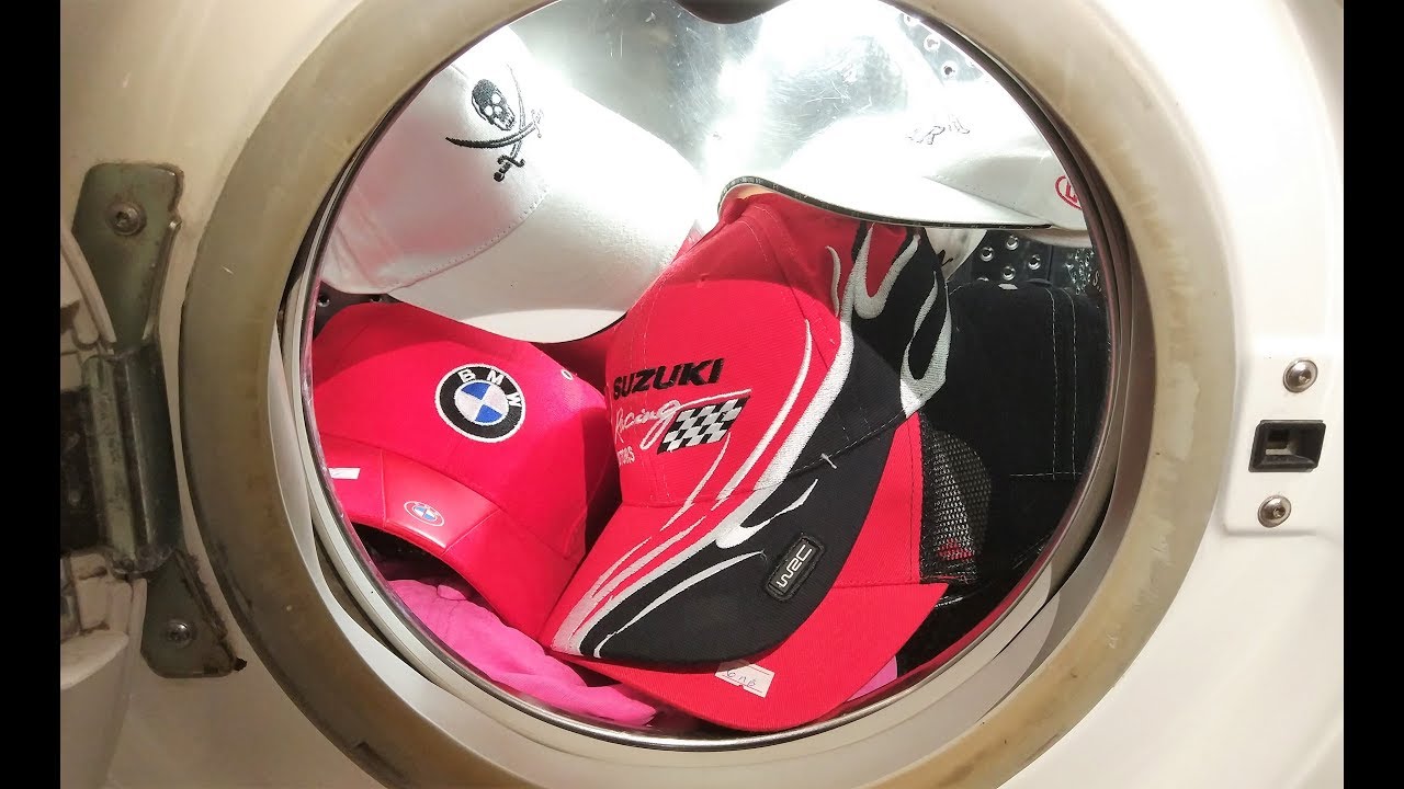 baseball cap in the washing machine